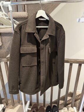 Zara Men's Wool Jacket - Dark Brown